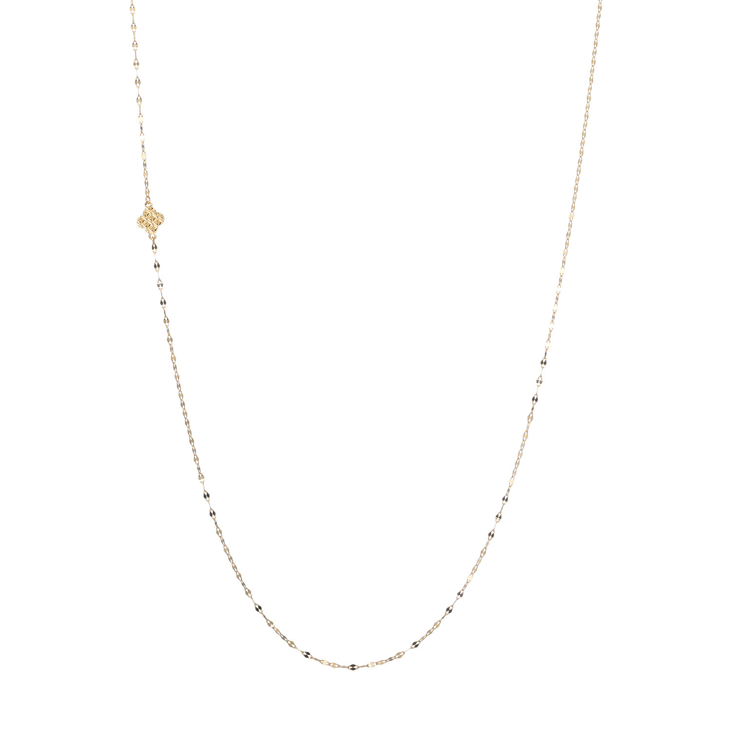 パワーゴールド １８Ｋ 切子紋様 サテライトチェーン ロングネックレス