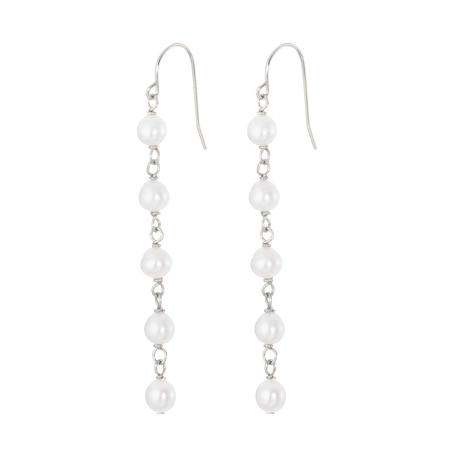 ペレフェリーク シルバー ベビー淡水パール ロングステーションピアス