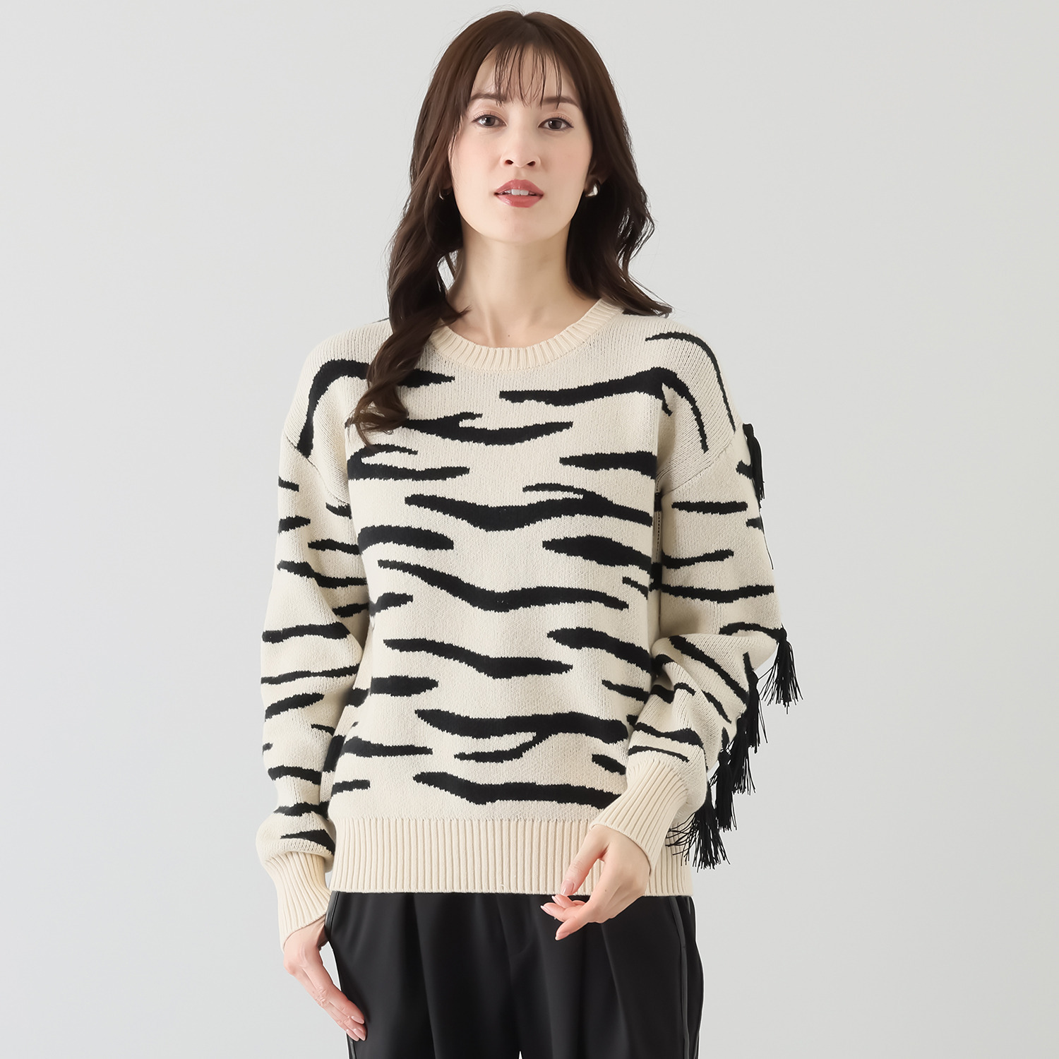 タマミ ワタナベ フサフサ ゼブラ ニットプルオーバー- ショップチャンネル