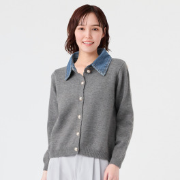 ダジュール デニム衿 ニットカーディガン