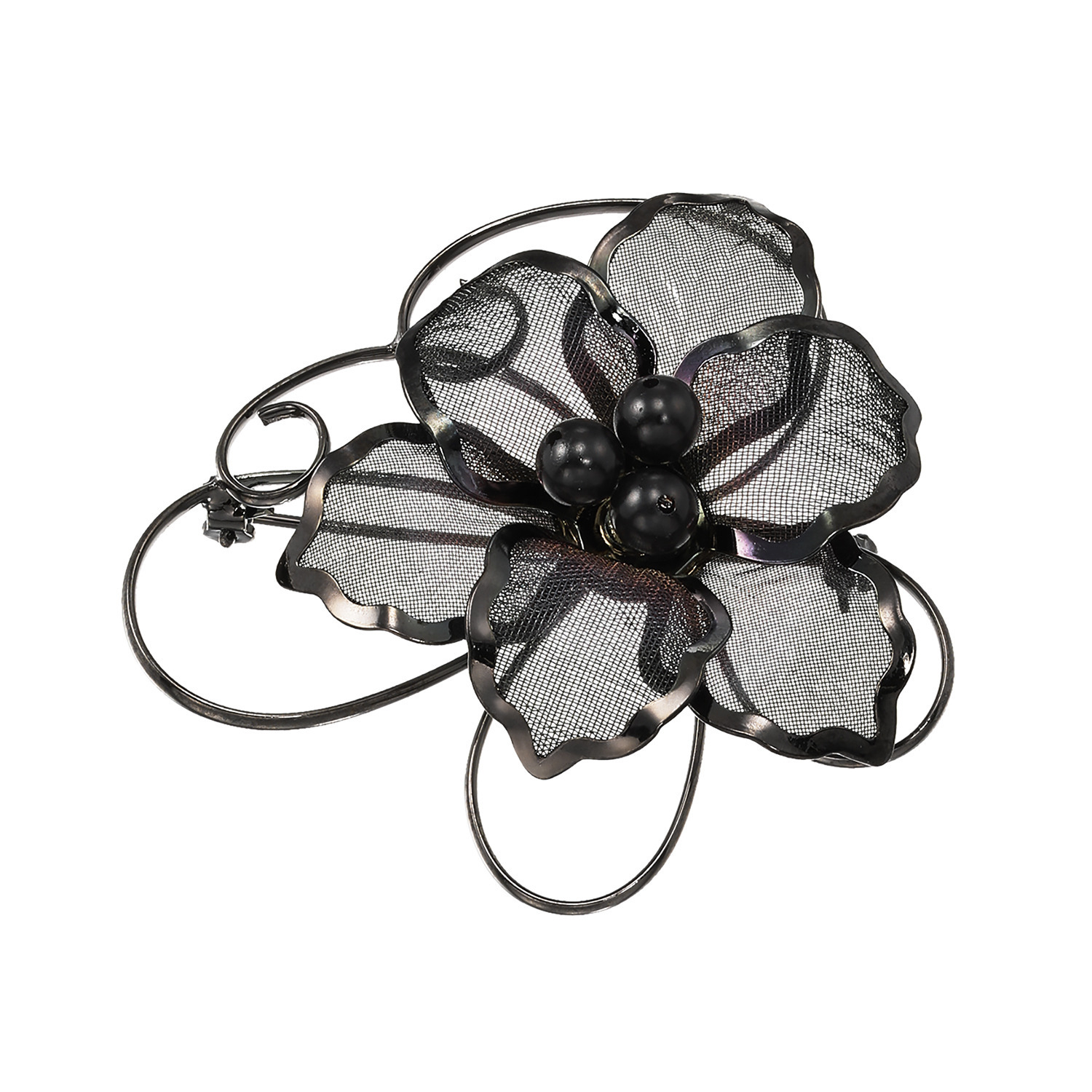 バイネイチャーサイレンス ジェット 丸玉 ボタニカルブローチ