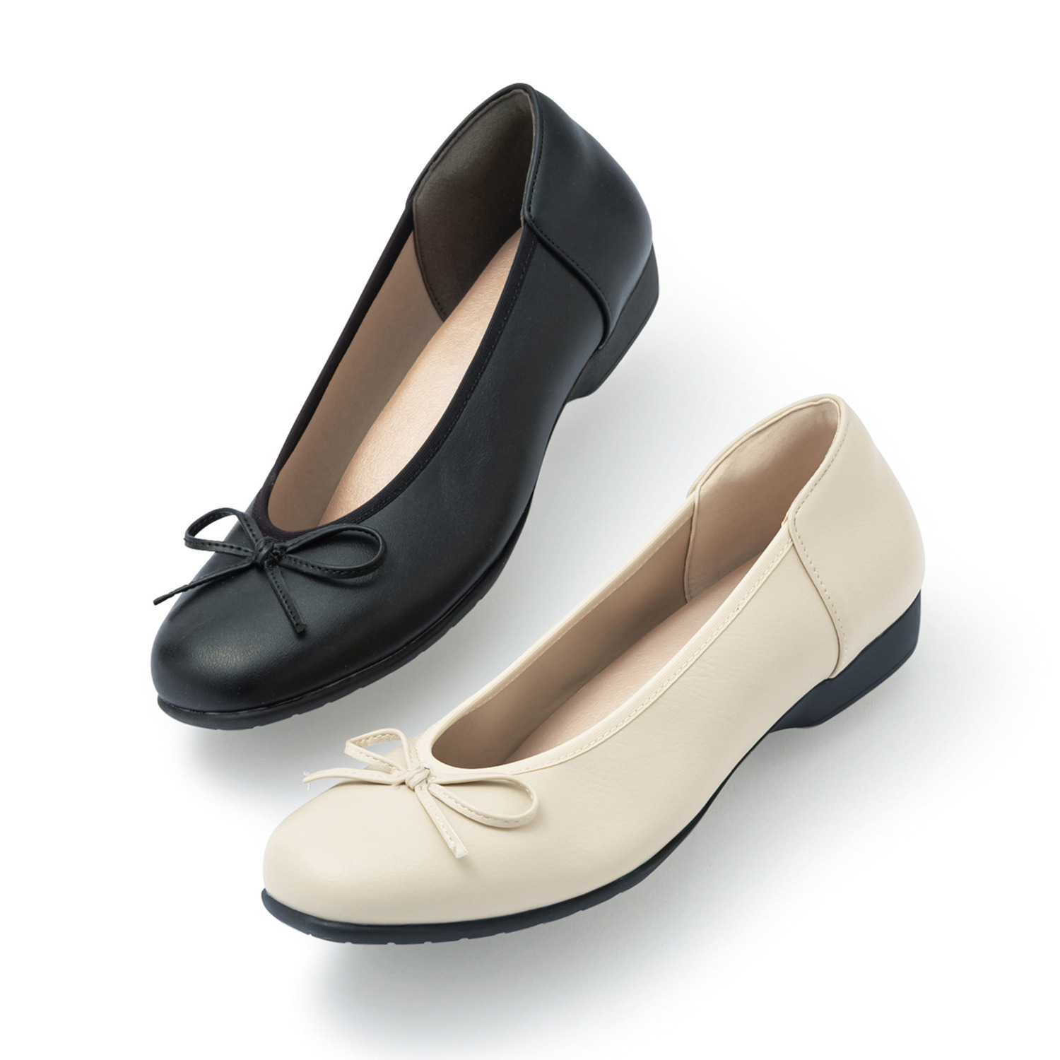 アルファキュービック 靴のマエストロ監修 軽量　ゆったり ストレッチリボンパンプス