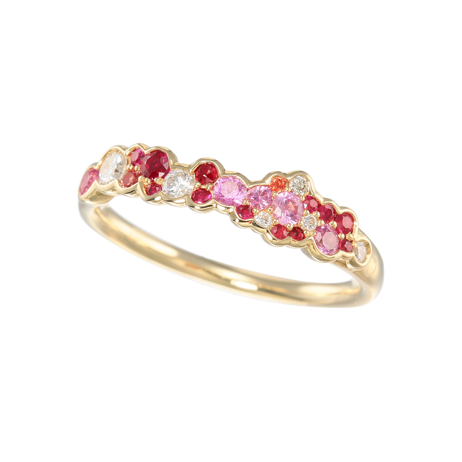 パーセルジュエリー １０Ｋ ダイヤモンド＆ マルチジェム ピンクカラー パヴェリング