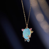 パーセルジュエリー １０Ｋ オパール＆マルチジェム ブルームフラワー ネックレス