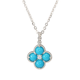 スリーピングビューティー バイ　ディーラリエ プラチナ９５０ ターコイズ＆ダイヤモンド フラワーデザイン ペンダント