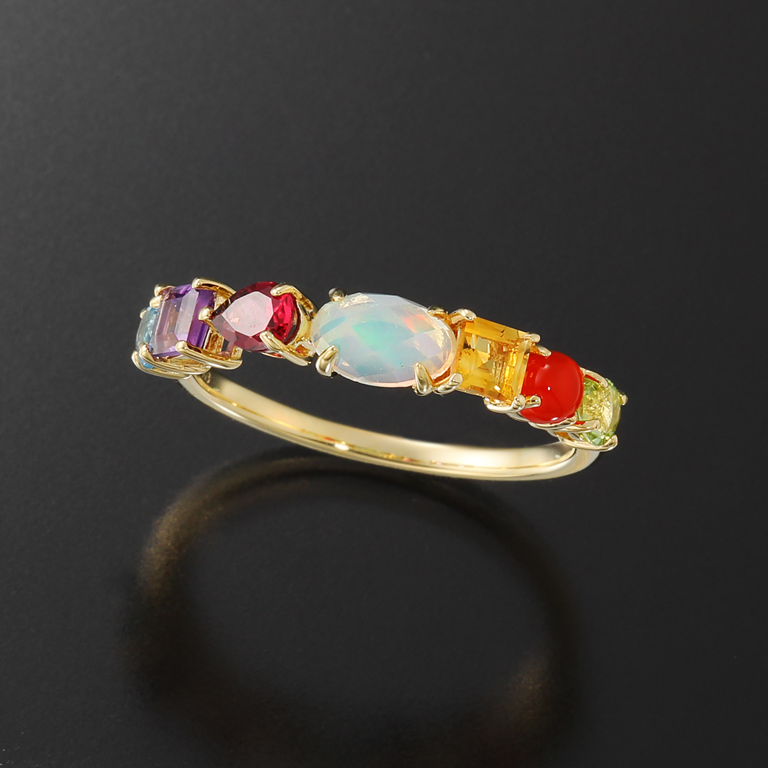 カレイドスコピオ １８Ｋ セブンカラージェム リング