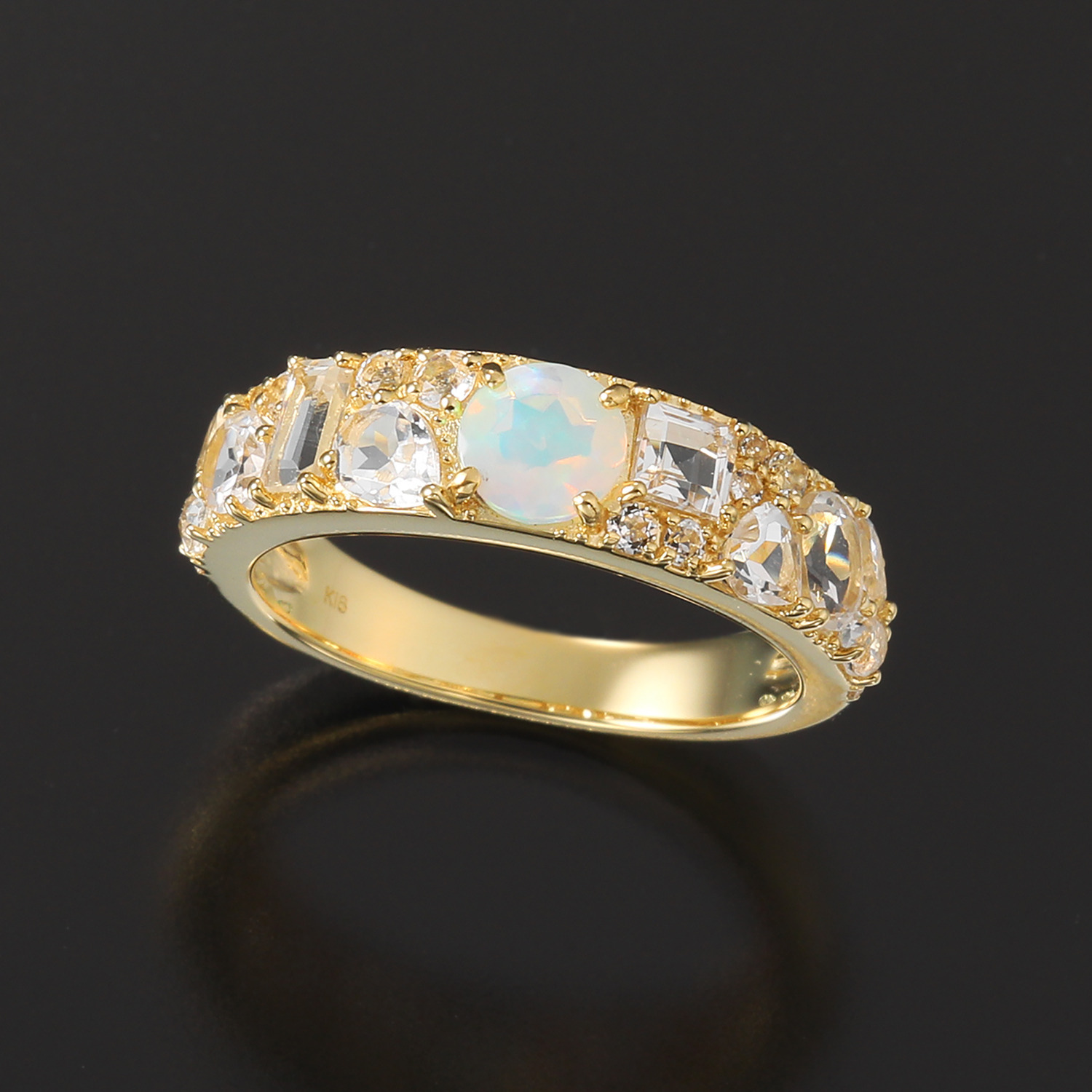 カレイドスコピオ 18K オパール＆ ホワイトトパーズ リング
