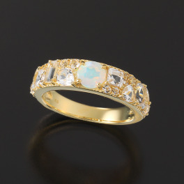 カレイドスコピオ １８Ｋ オパール＆ ホワイトトパーズ リング