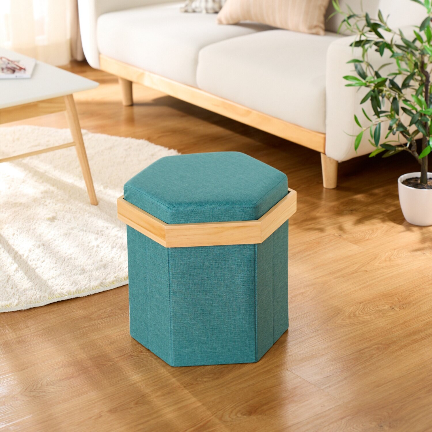 1台3役！ 収納できる北欧風スツール ＜六角形＞- ショップチャンネル