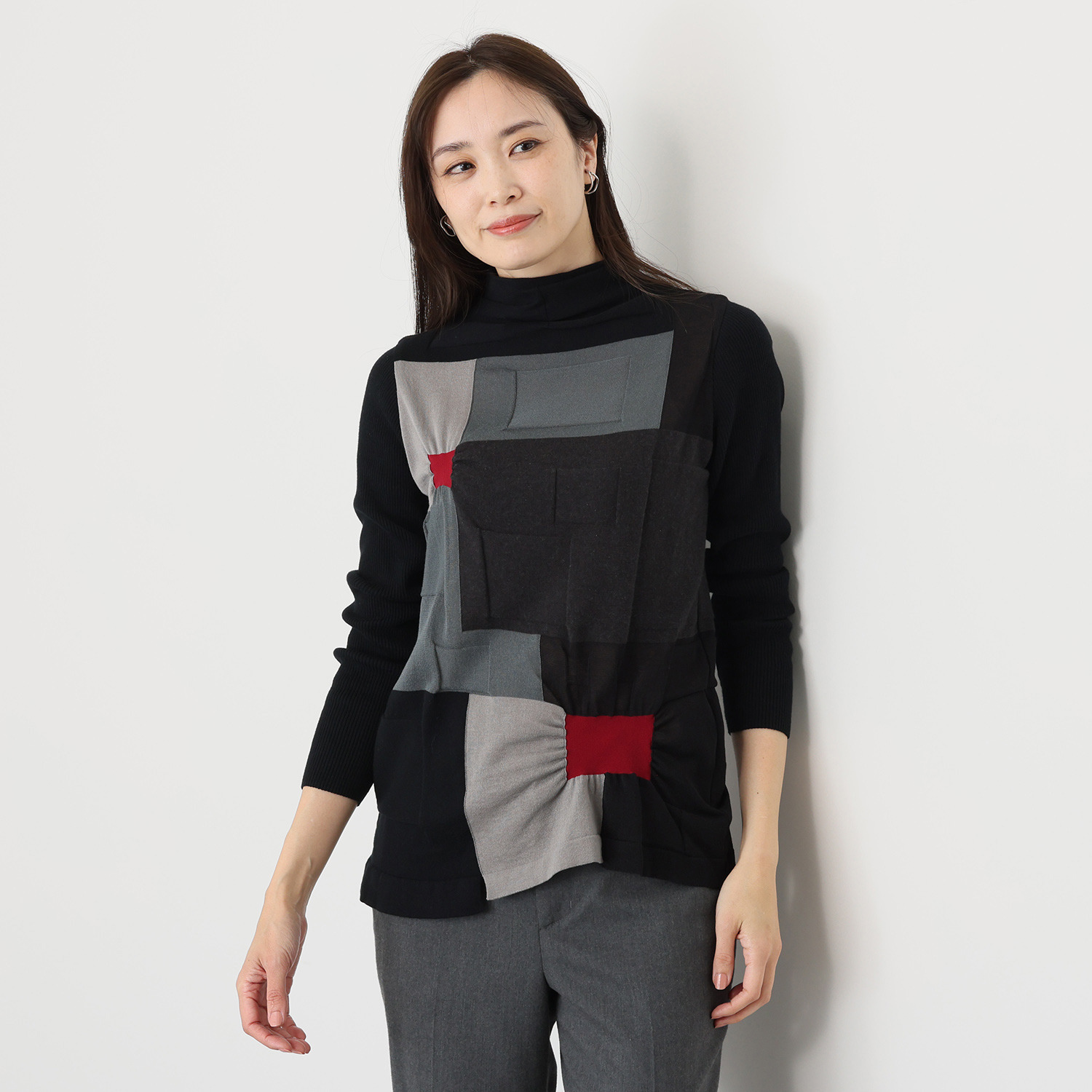 ヨシヨシ インターシャ編 配色ブロック切替 デザインプルオーバー