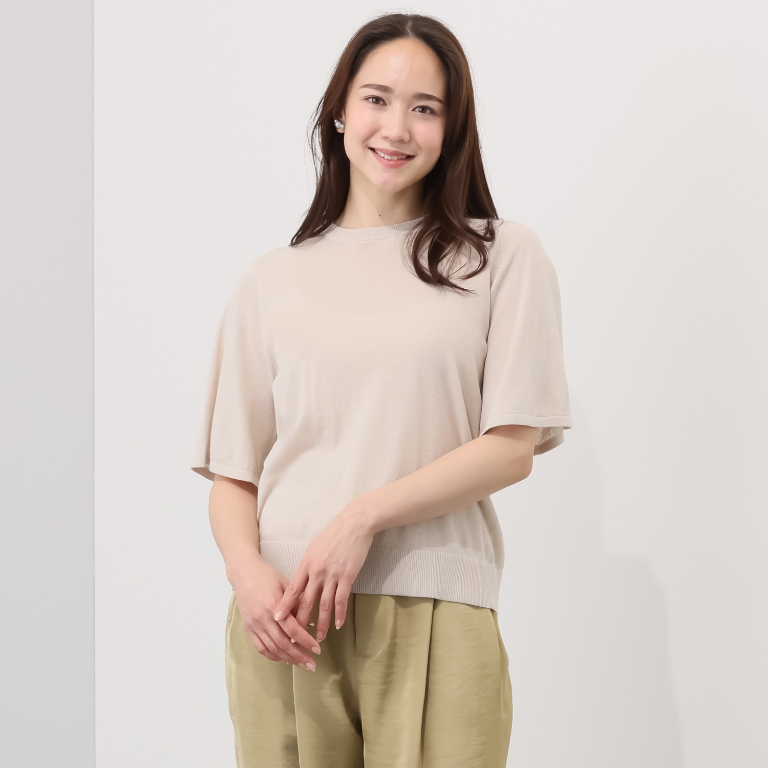 ソアージュ サバンナクール アフリカコットン１００％ 袖フレアー ニットＴシャツ