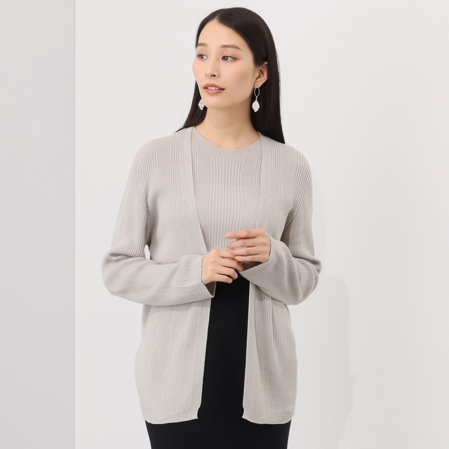 KYNU コットンシルク ランダムリブ カーディガン- ショップチャンネル