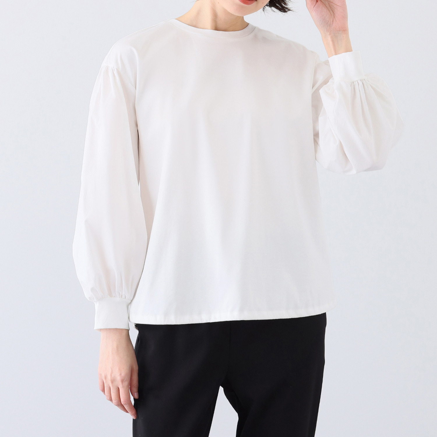 リサリサ 異素材切替 ボリュームスリーブ プルオーバー- ショップ