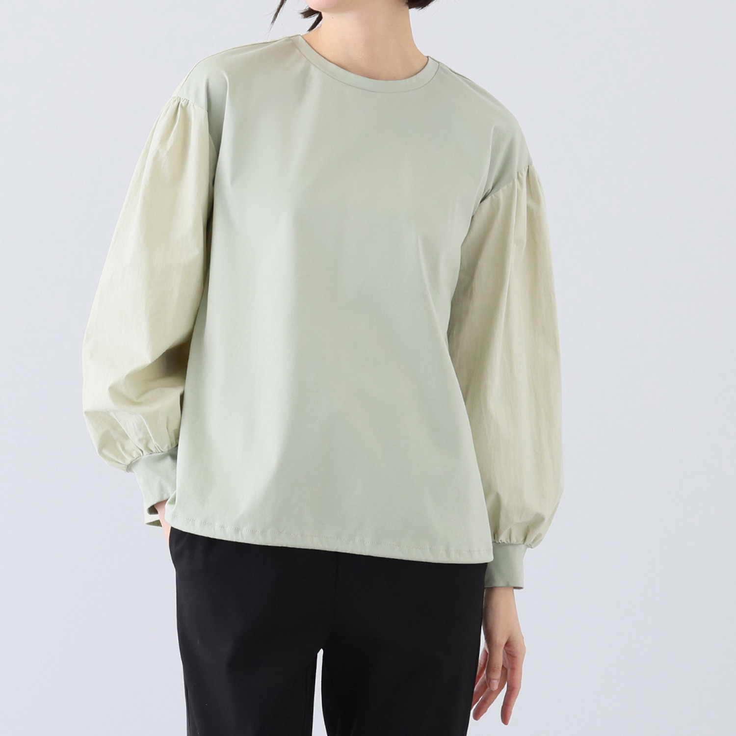 リサリサ 異素材切替 ボリュームスリーブ プルオーバー- ショップ