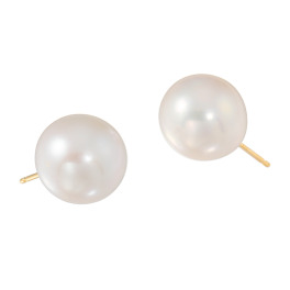 シマ・キャプシーヌ １８Ｋ ボリューム淡水パール スタッドピアス