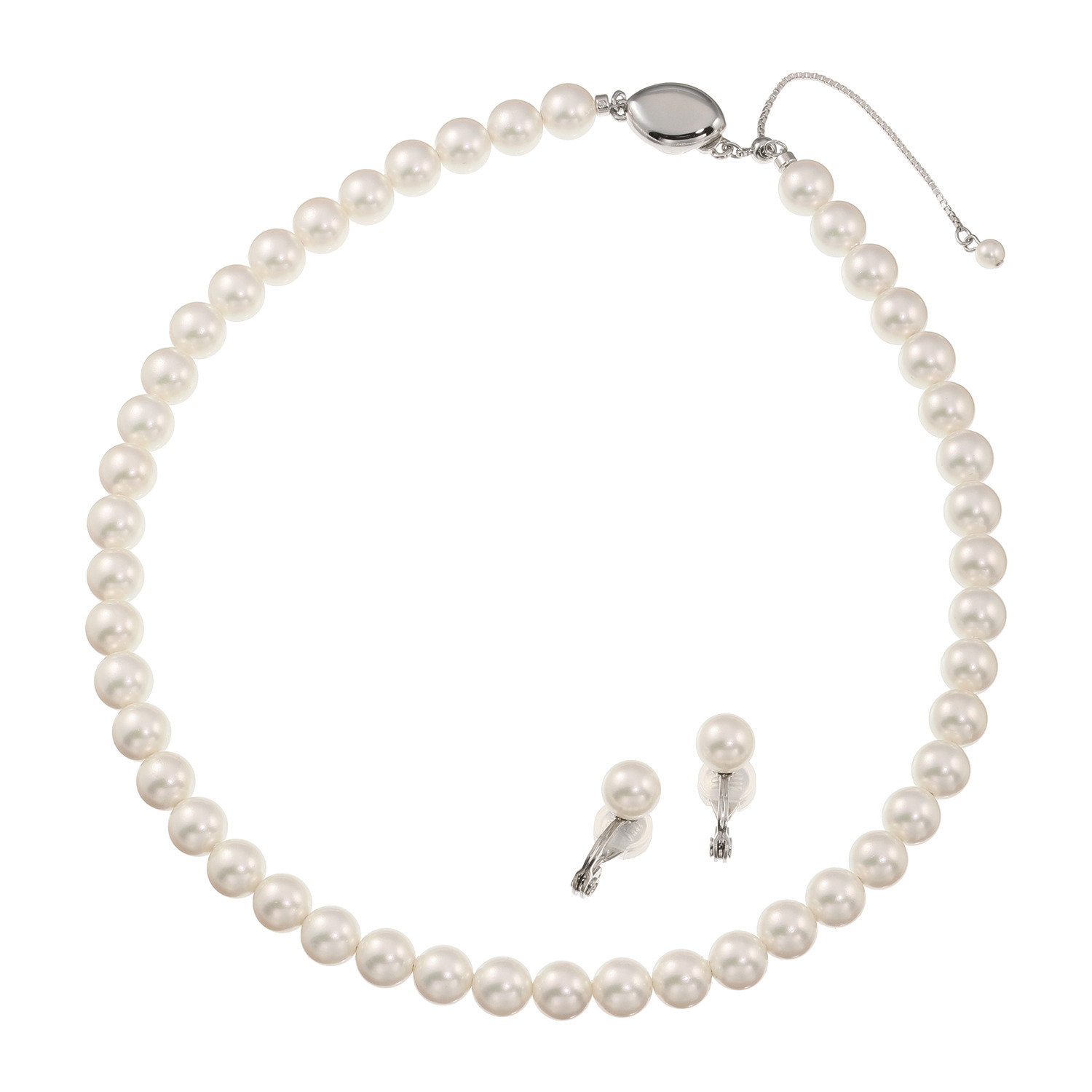 プレミアムパール 泉州の職人技 ８ｍｍＵＰ　貝パール ネックレス＆ イヤリング／ピアスセット