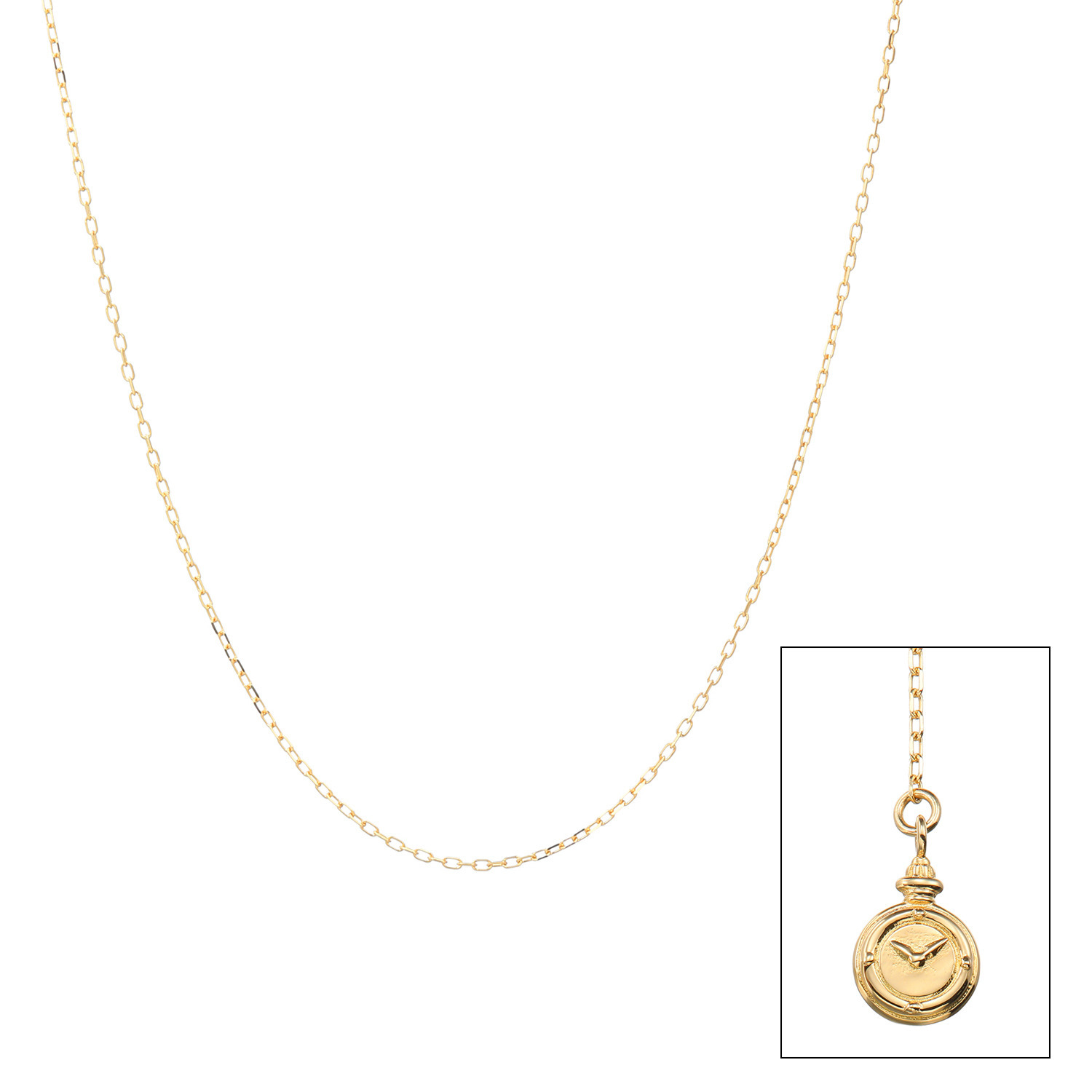 チェルカーレ １８Ｋ 懐中時計モティーフ付 ケーブルチェーン ネックレス