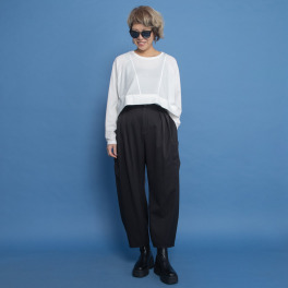 ヨーコモリモト 接触冷感 大人にちょうど良い 旬なバレルシルエットで スタイルカバーパンツ
