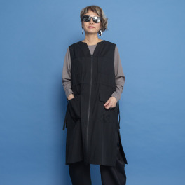ヨーコモリモト ロング丈で スタイルアップ＆カバー カジュアルデザインベスト