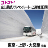 立山黒部アルペンルート 上高地の旅３日間 ２名１室 東京・上野・大宮駅発着
