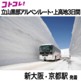 立山黒部アルペンルート 上高地の旅３日間 ２名１室 新大阪・京都駅発着 