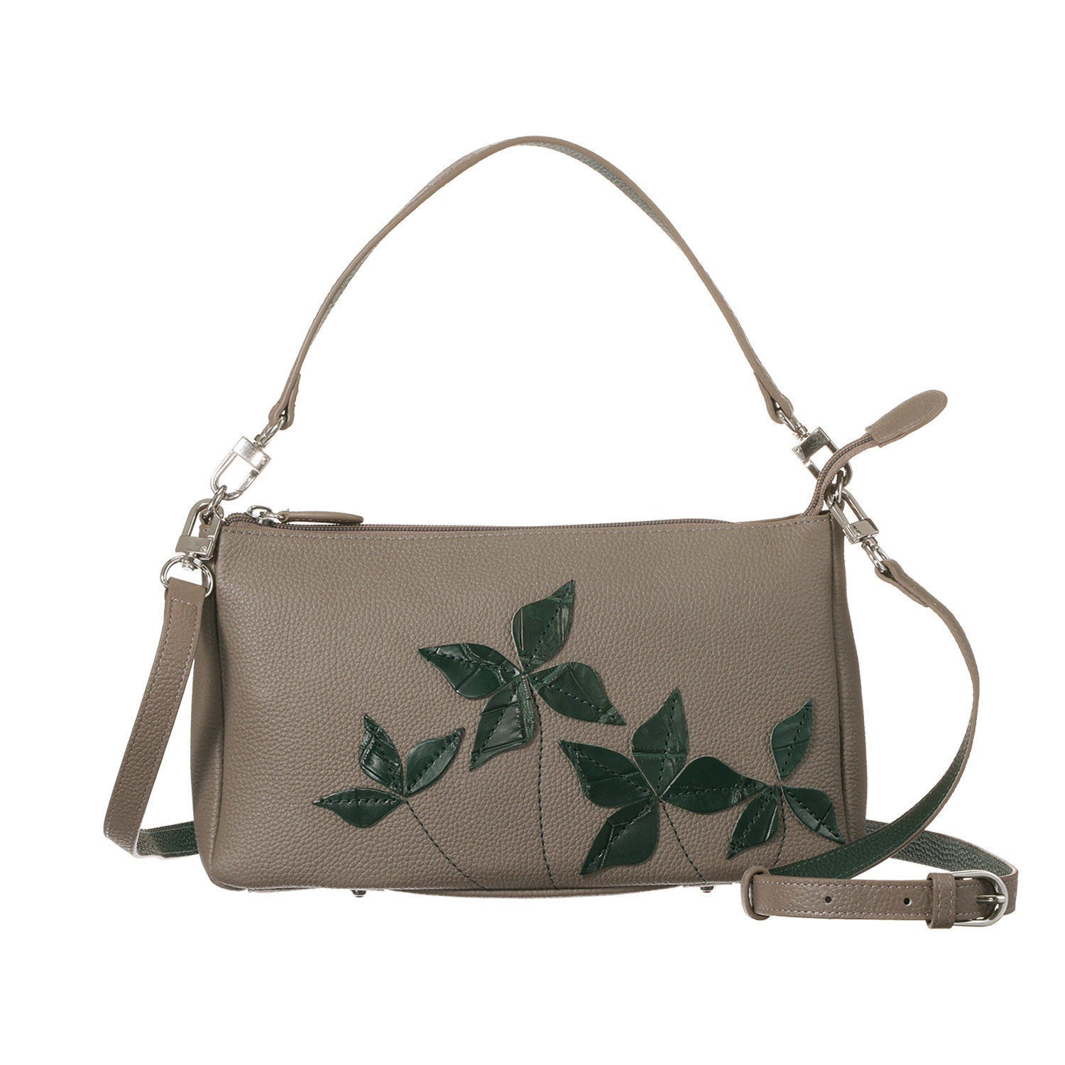 アランチャ クロコ使いリーフデザイン ２ウェイ ショルダーバッグ