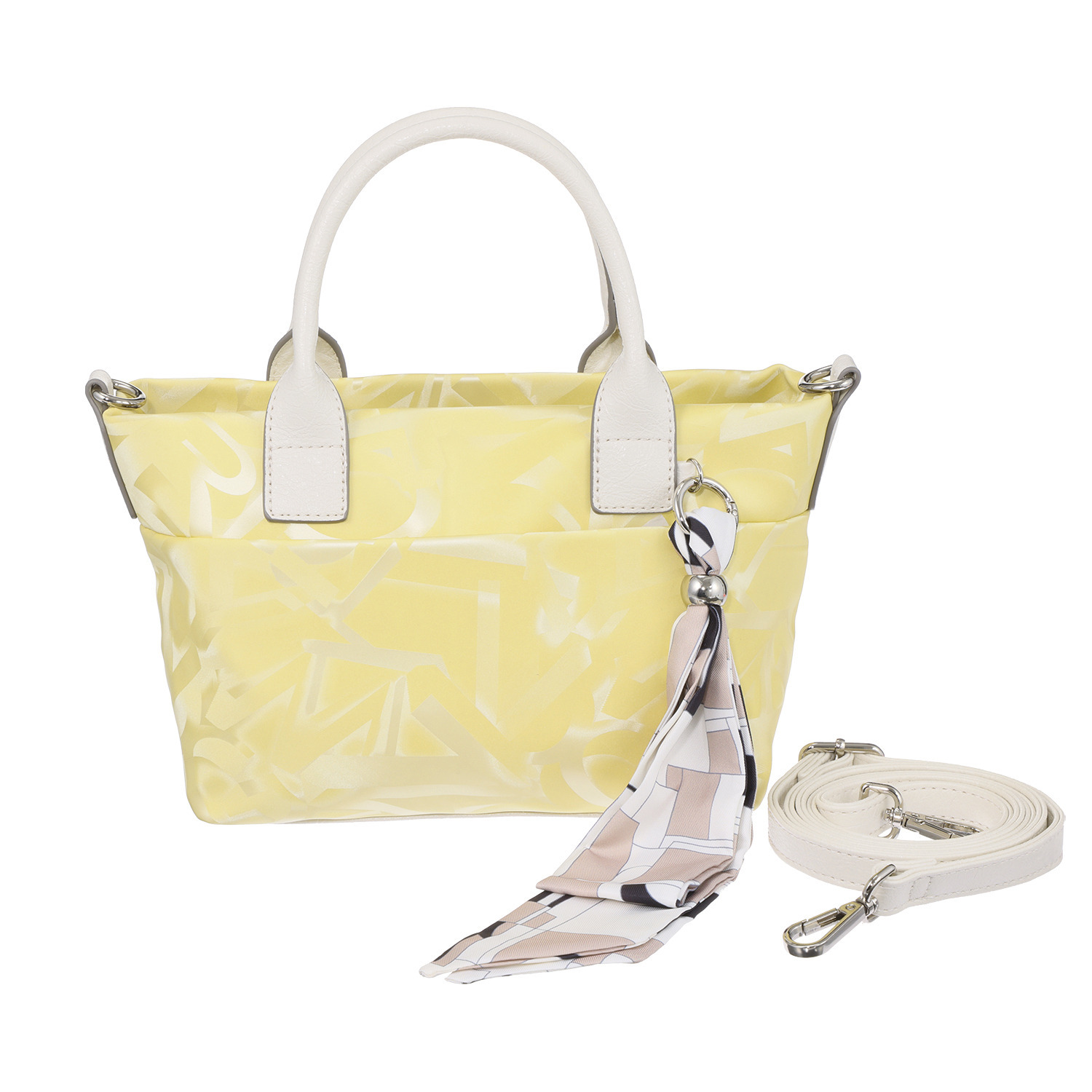 ラルジュ スカーフチャーム付 英数字柄 2ウェイトートバッグ