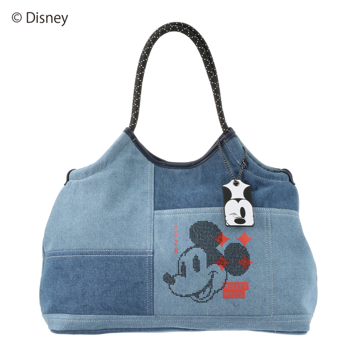 ベルモサ ＜ミッキーマウス＞ デニム調 ロープ手トートバッグ