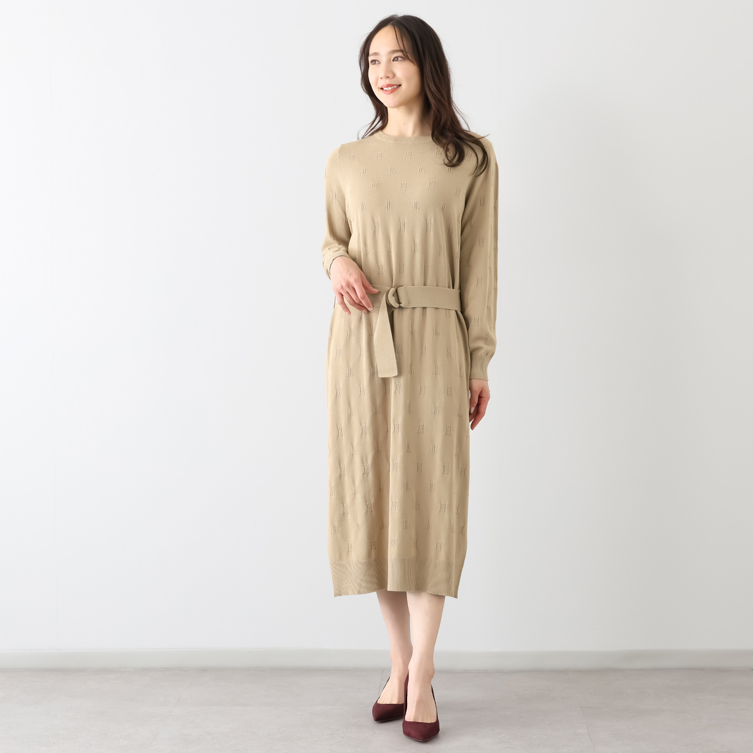 エル　ステュディオ モノグラムジャガード ニットワンピース