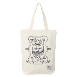 モーヴ ネコイラスト 天ファスナー キャンバストートバッグ