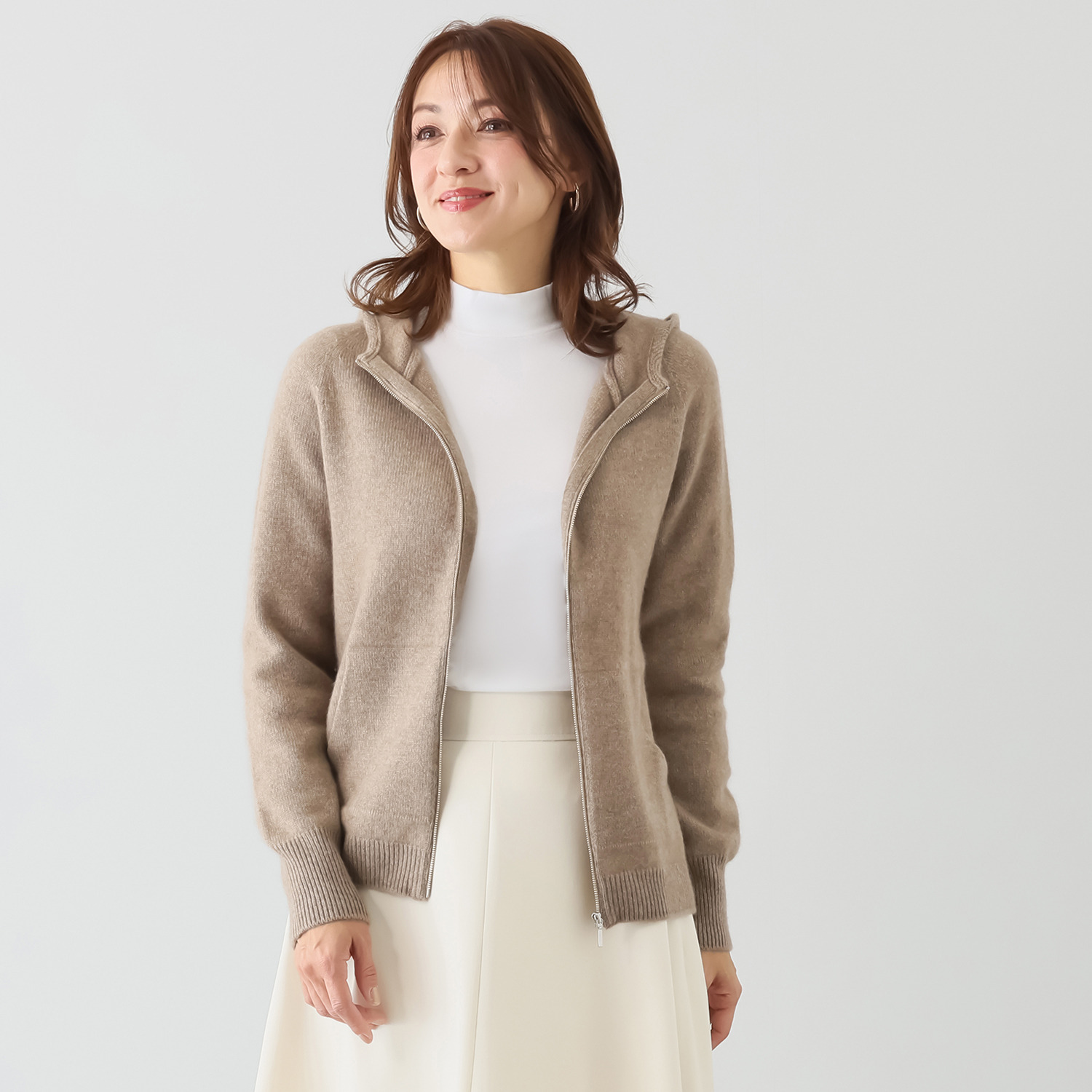 ルーエン ローズ 日本製 内モンゴル産 カシミヤ100％ フーディー