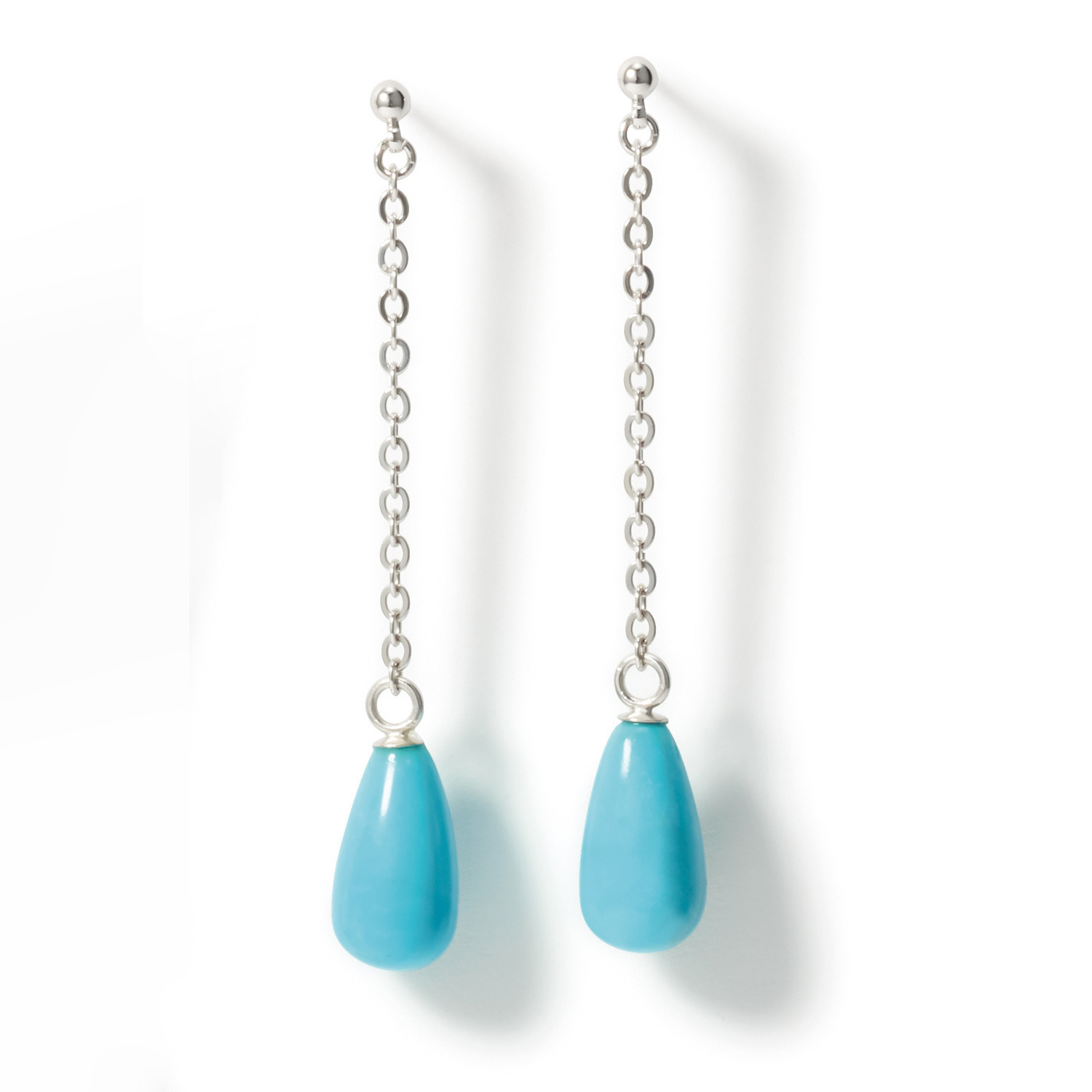 ミケランジェロ シルバー アリゾナ産ターコイズ ドロップシェイプ ピアス