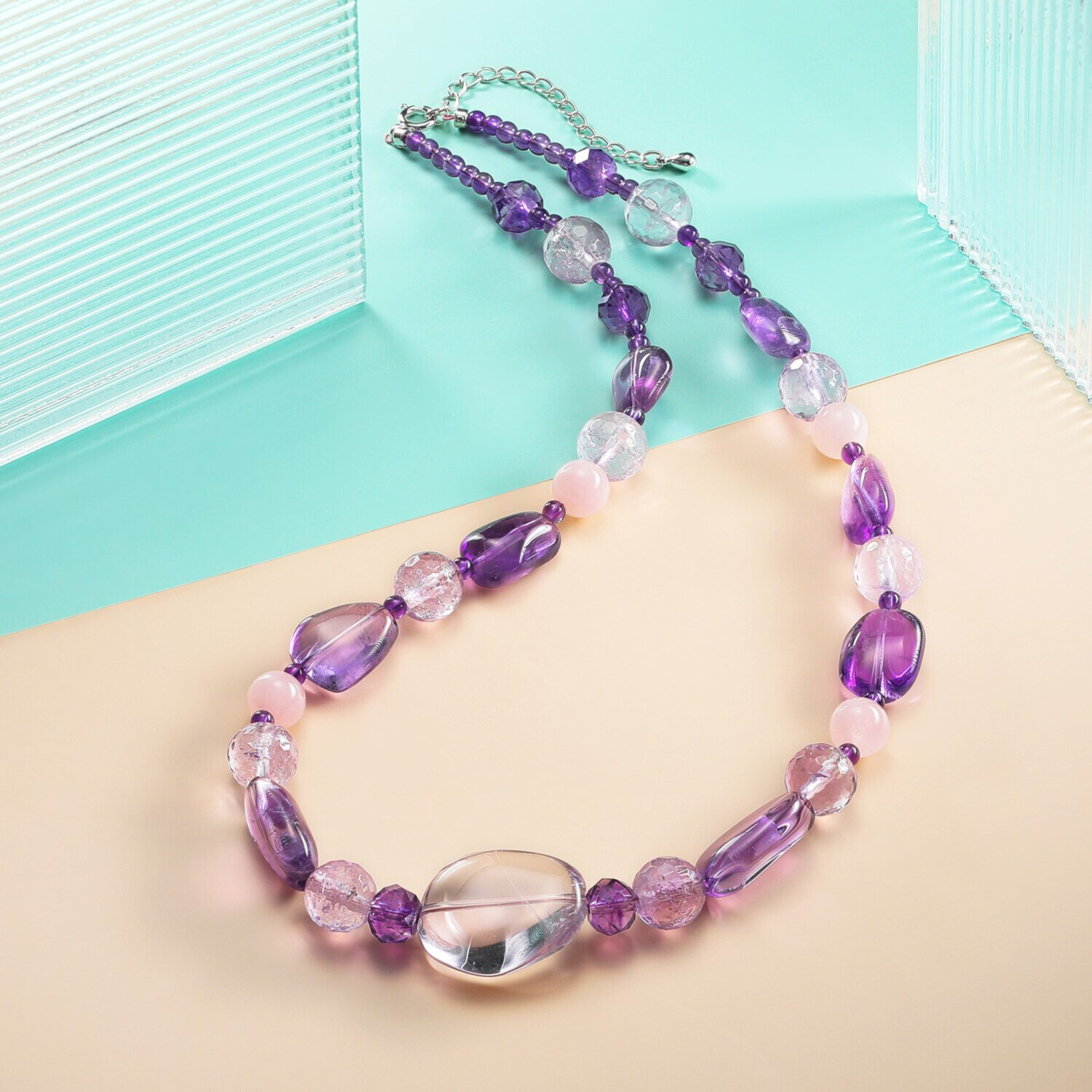 岩崎美智子コレクション アメシスト＆ ローズクォーツ ボリュームネックレス