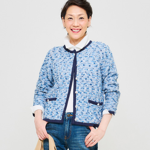 アンブリエ ミックスツイード ニットジャケット