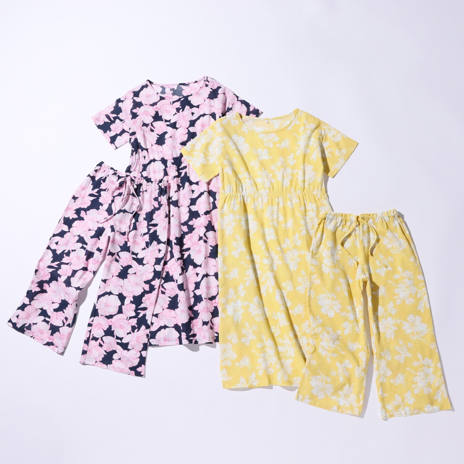 リラキュート カラーはお任せ！ お楽しみ袋 吸水速乾 綿１００％クレープ素材 ワンピース＆七分丈パンツ ２組セット