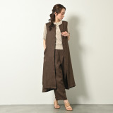 ゼラールスポーツ フレンチリネン１００％ しなやか＆ソフト仕上げ ポケットデザイン ロングジレ