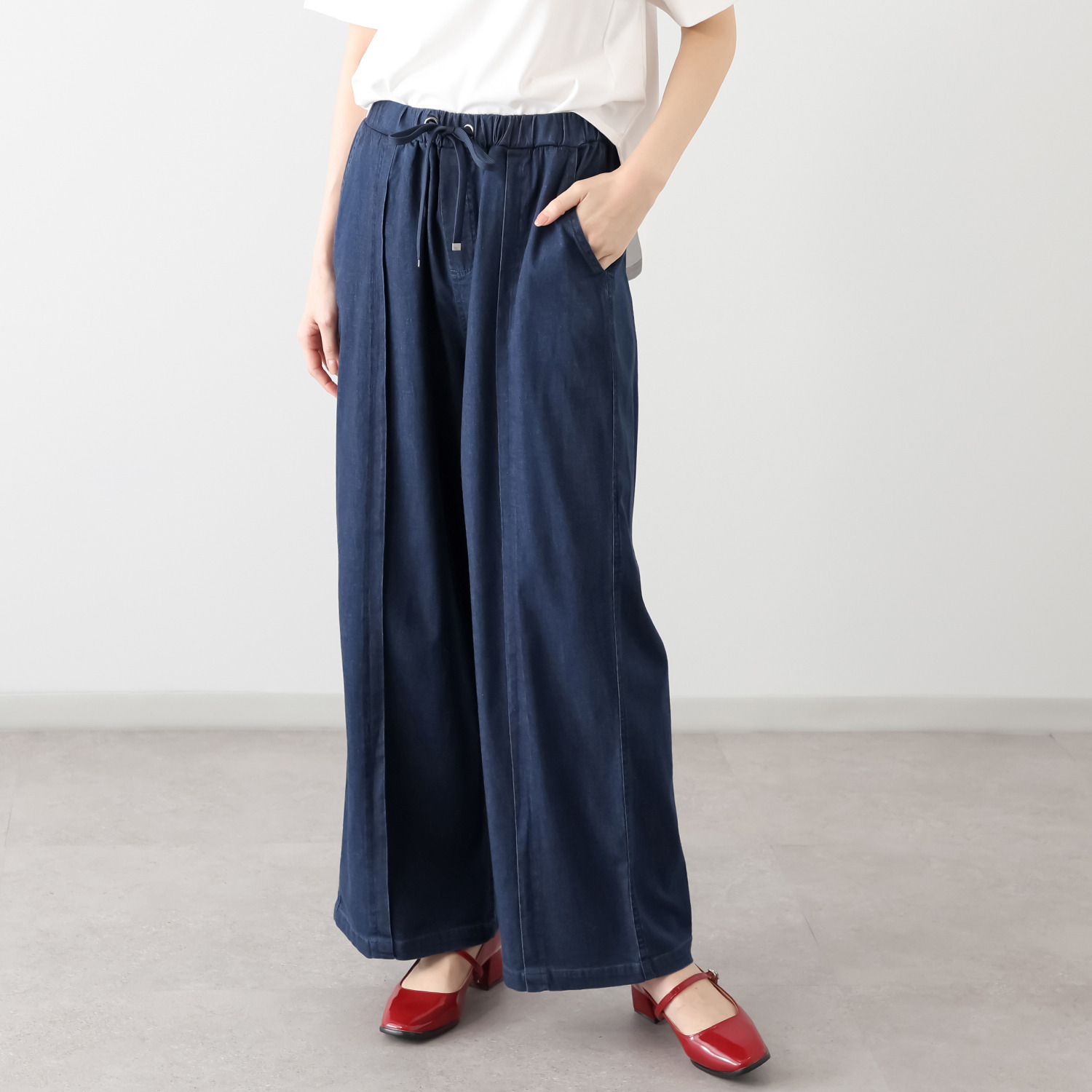 スタイル・ラヴィー タックアクセント 真夏もＯＫ セルデニムパンツ
