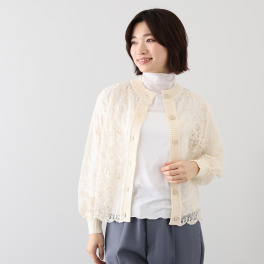 アトリエ　クース 日常を華やかに彩る スカラップレース× ニット カーディガン