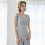 丸福ガーゼ 吸水速乾・抗菌防臭 オーガニックコットン混 フレンチスリーブインナー