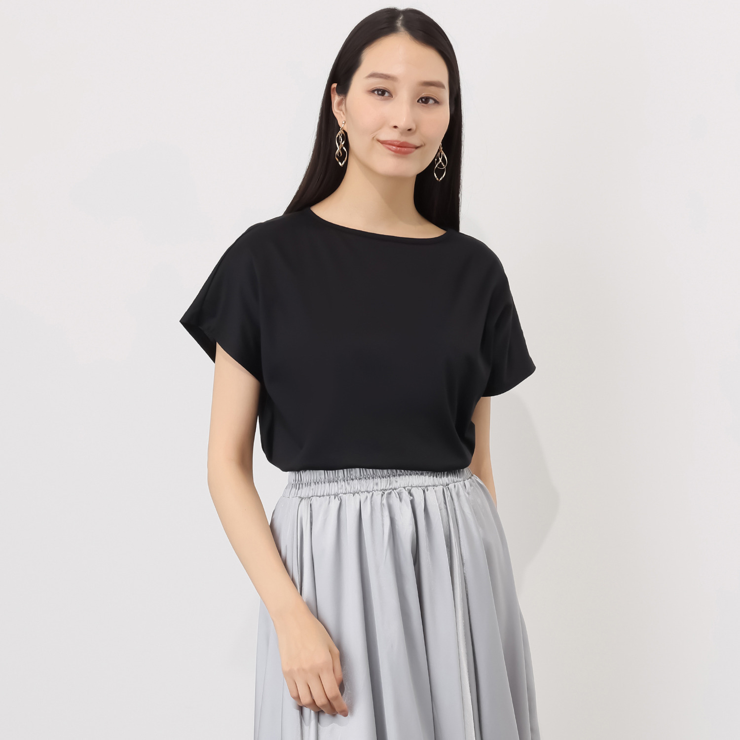 エイガールズ 接触冷感　ギザ綿１００％ ハイゲージ天竺 フレンチスリーブトップス