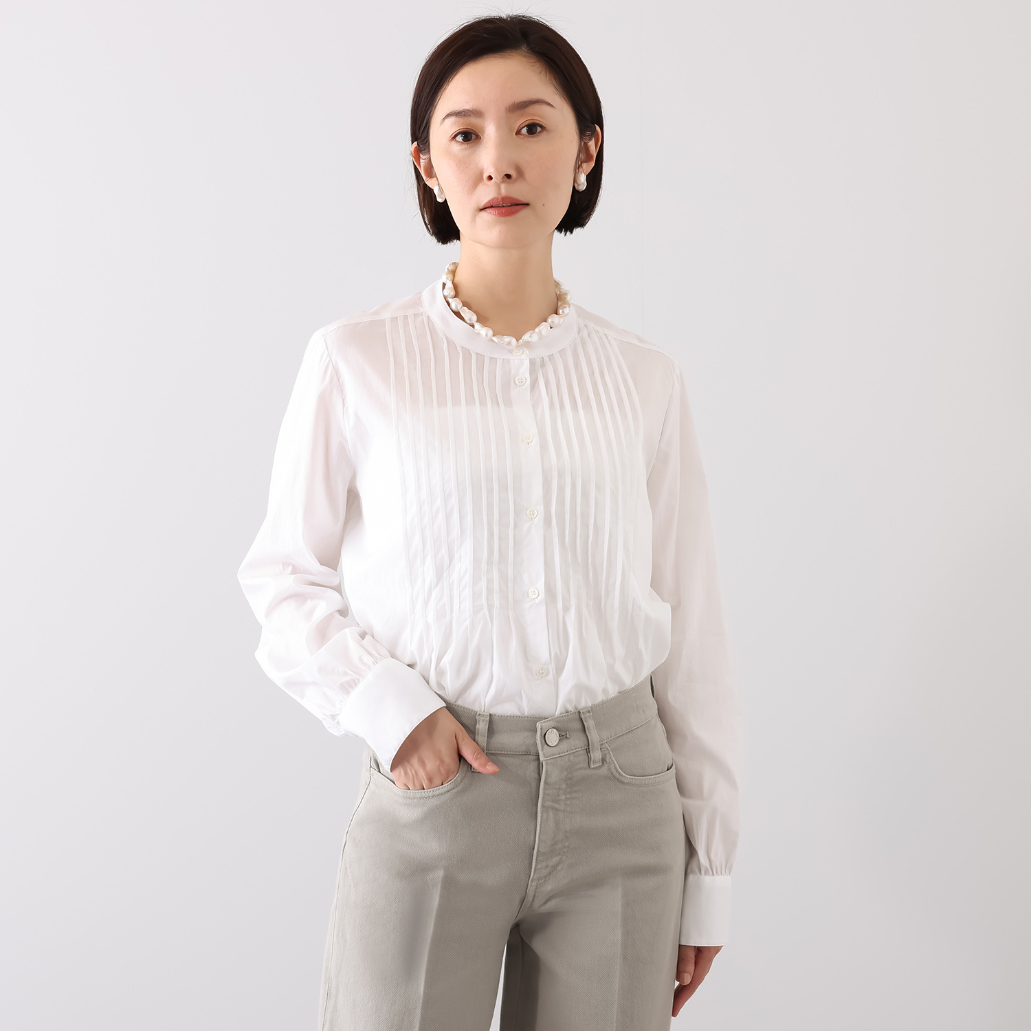 ロベルト　フリッドマン コットン ピンタックシャツ