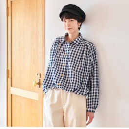 ハヤマ　ブリーズ ギンガムチェック ブラウス