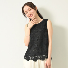 元町ゼラール 華やかで美しい エンブロイダリーレース ノースリーブプルオーバー