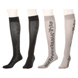 メディカルステイフィット ありがとう２３周年！！ 段階式着圧１４０デニール 綿混フローラル ハイソックス２足セット