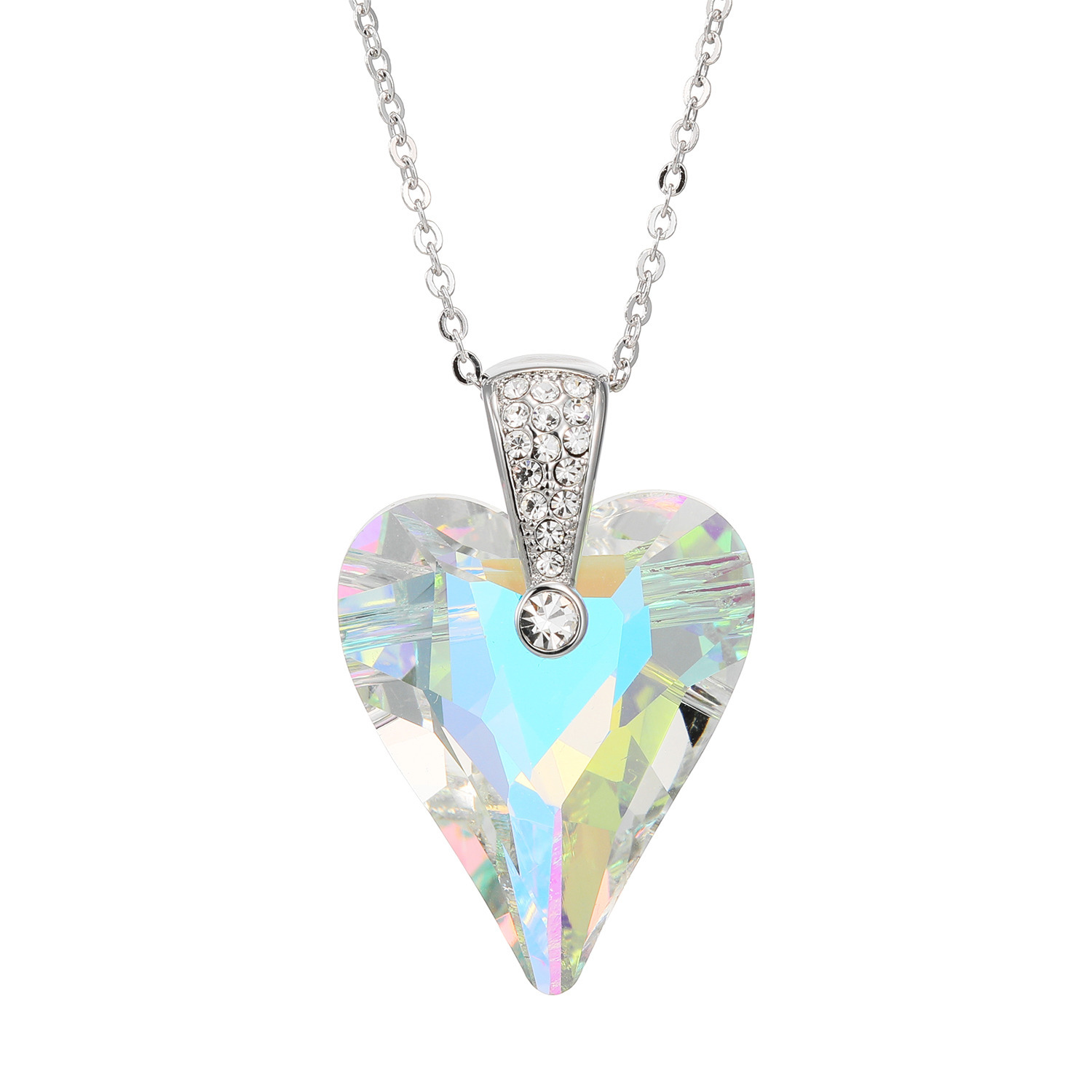 キラキラギフト バイ　アビステ ステンレス ビッグハート ロングペンダント