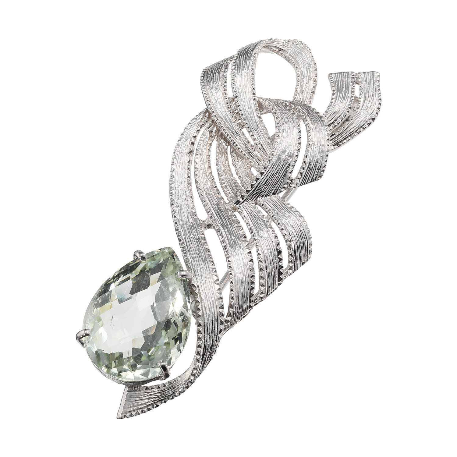 アントレゾ シルバー プラシオライト ペンダントブローチ “流星の雫