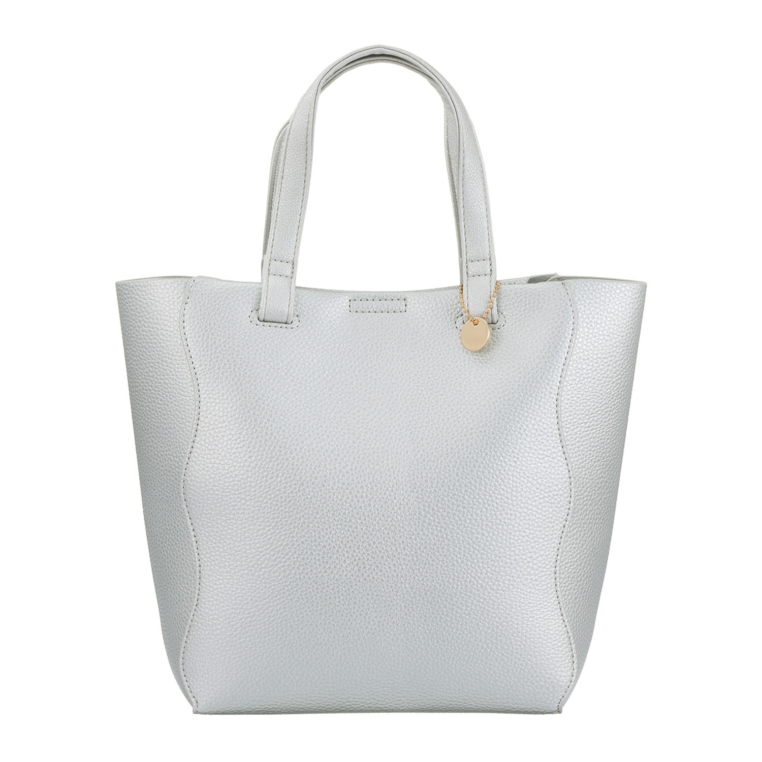 ラルジュ フェイクレザー チャーム付 波カットトートバッグ