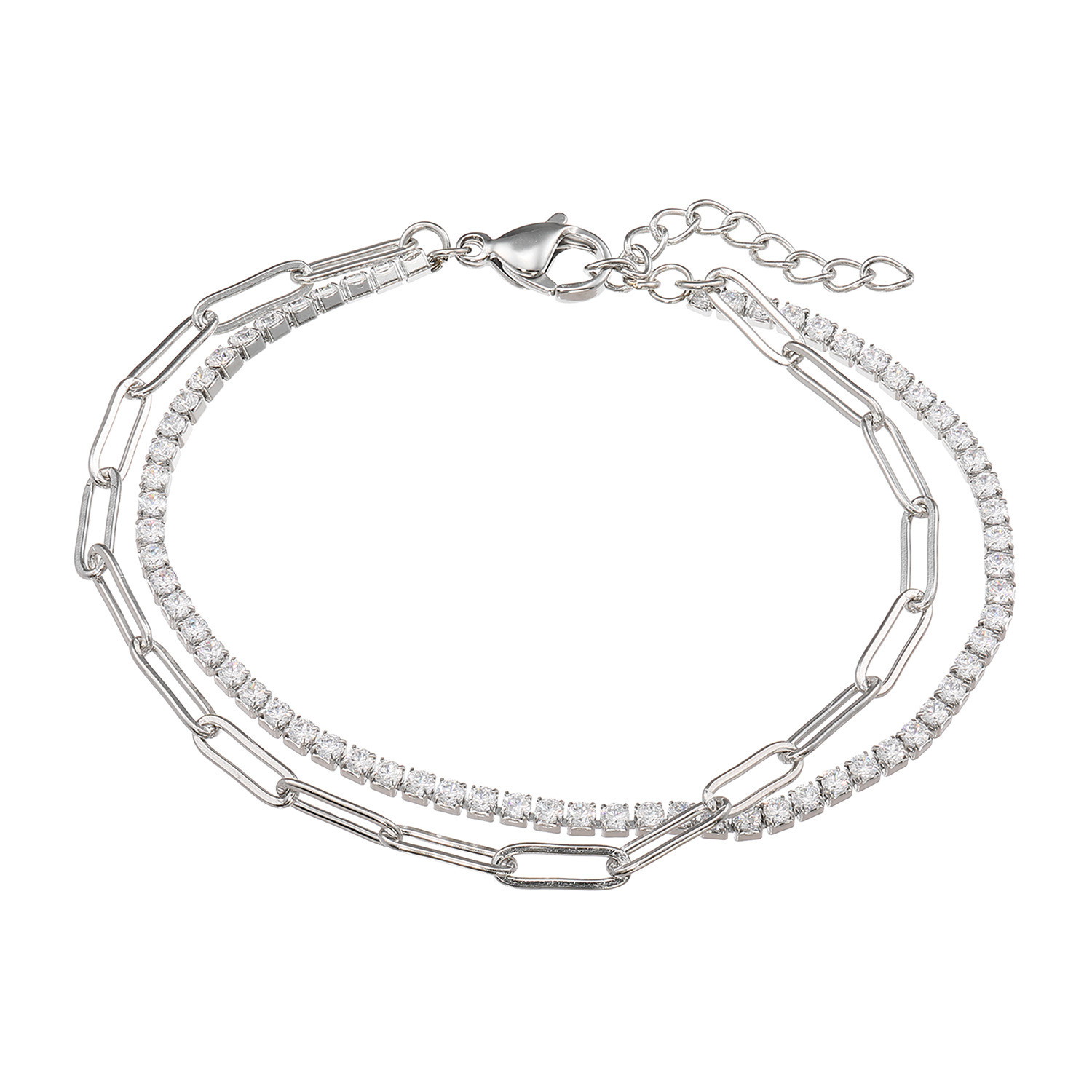 デルークス ステンレス ＣＺ＆ペーパークリップ ２連チェーンブレスレット