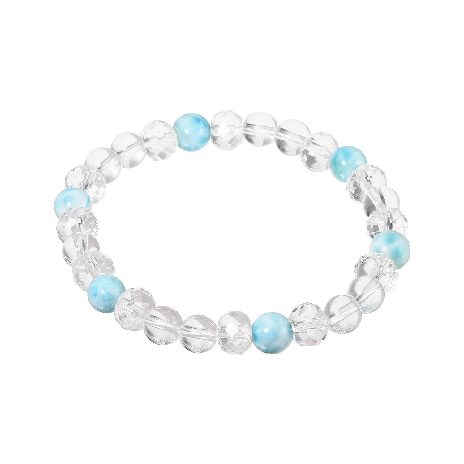 岩崎美智子コレクション ラリマール＆天然水晶 イラスティック ブレスレット