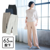 ＴＡＫＵＭＩＢＡ 洗えてシワになりにくい！ ストレッチジョーゼット 日本製イージースラックス ワイド　股下６５ｃｍ